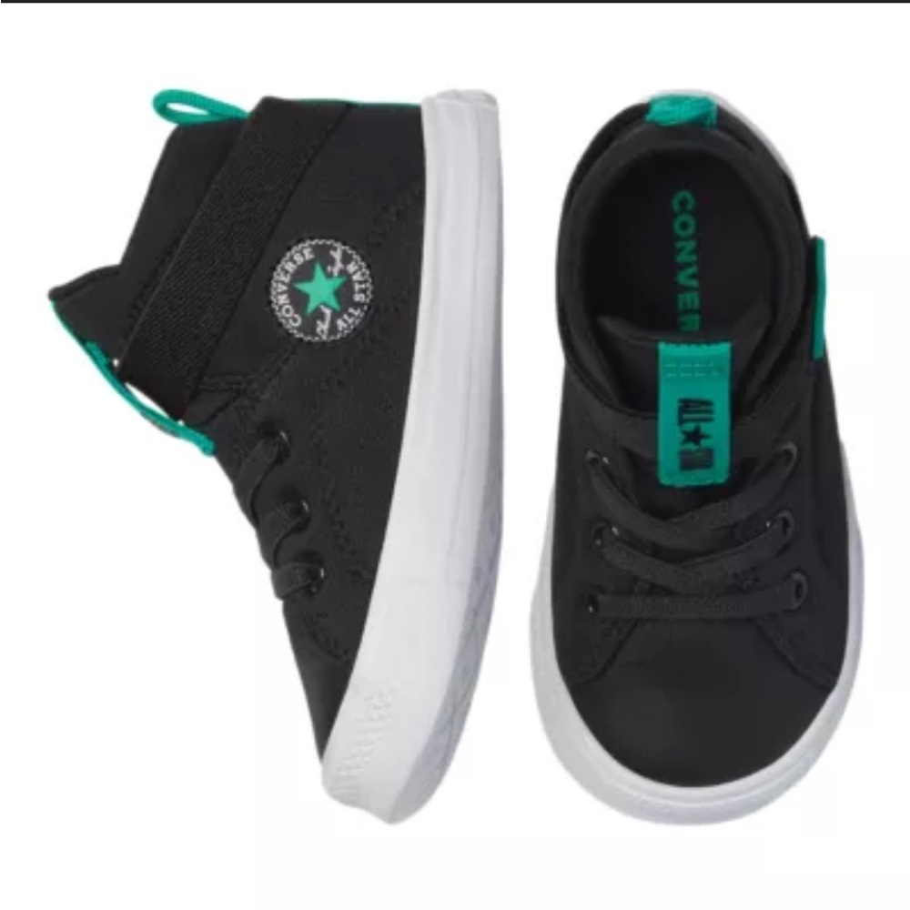 Converse Kids' Black and Teal High-Top Sneakers